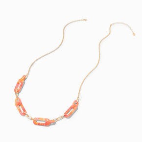 Pink &amp; Orange Chunky Link Chain Necklace,