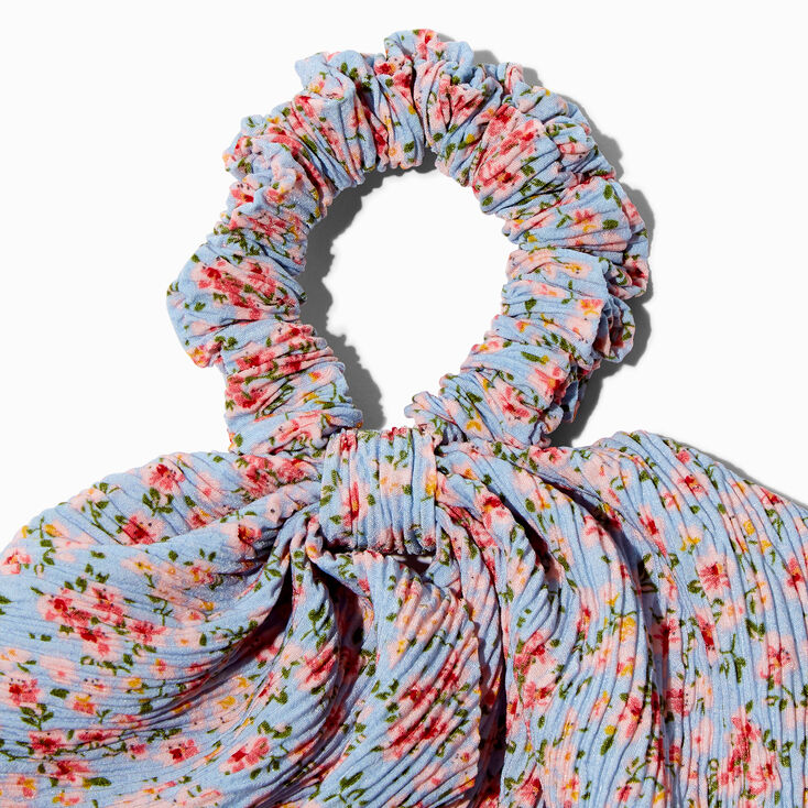 Floral Pleated Hair Scrunchie Scarf