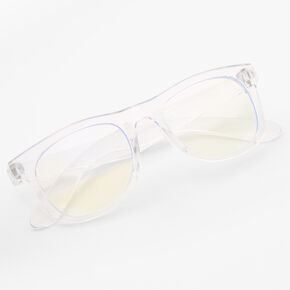 Claire&#39;s Club Solar Blue Light Reducing Retro Clear Lens Clear Frames,