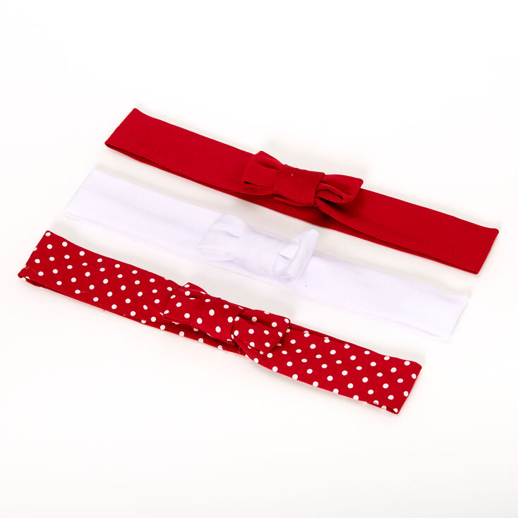 Claire&#39;s Club Mixed Pattern Bow Headwraps - Red, 3 Pack,