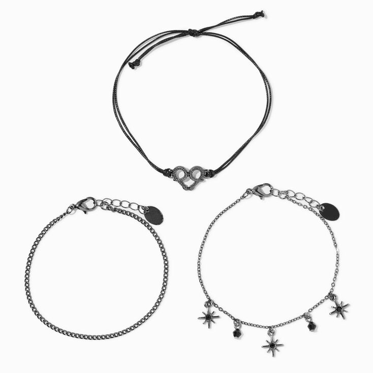 Hematite Pretzel &amp; Starburst Bracelet Set - 3 Pack,