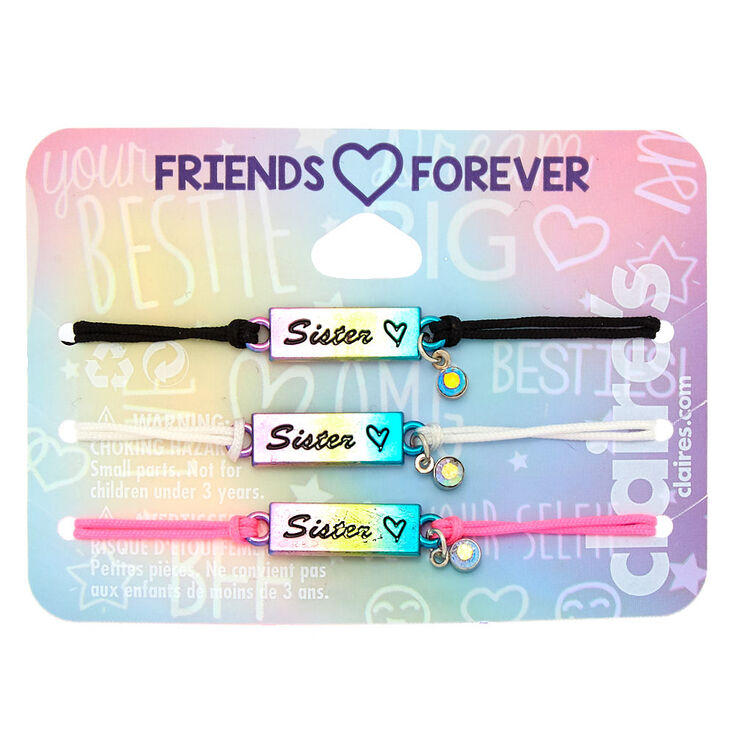 Best Friends Rainbow Sister Charm Bracelet Set - 3 Pack ...