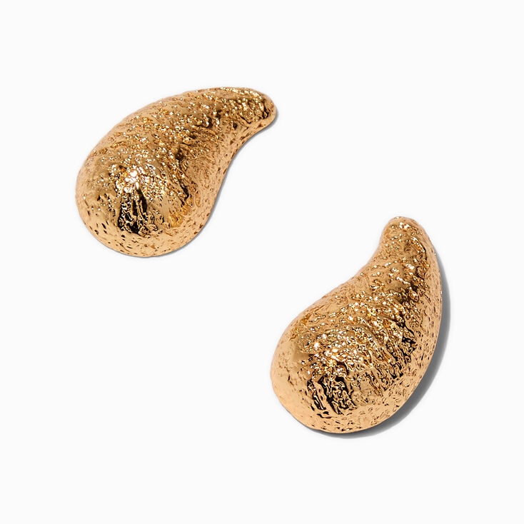 Pendantes 2,5&nbsp;cm haricot textur&eacute;es couleur dor&eacute;e,