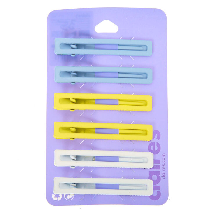 Claire's Barrettes clic clac aux couleurs pastel et fini mat rectangulaires - Lot de 6