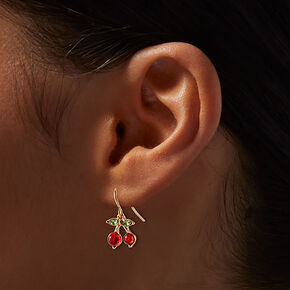 Gold-tone Cherry Earring Stackables - 3 Pack,