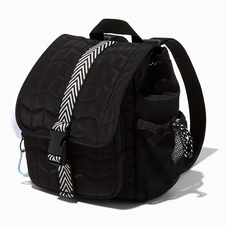 Sporty Chevron Black Mini Flap Backpack,