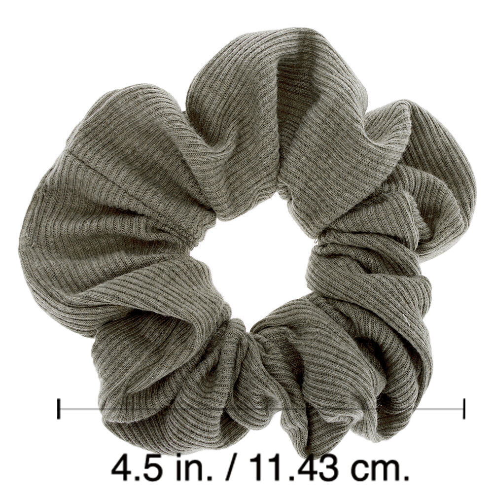 Medium Ribbed Hair Scrunchie - Olive Green,
