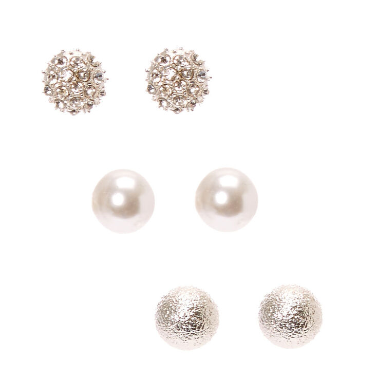 Claire's Clous d'oreille boules couleur argentés classiques