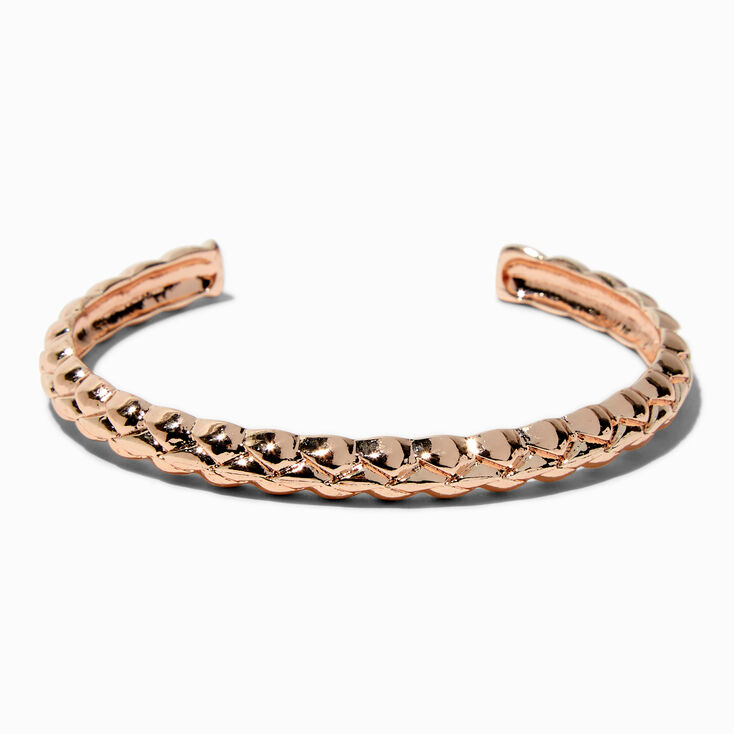 Bracelet manchette matelass&eacute; couleur dor&eacute; rose,