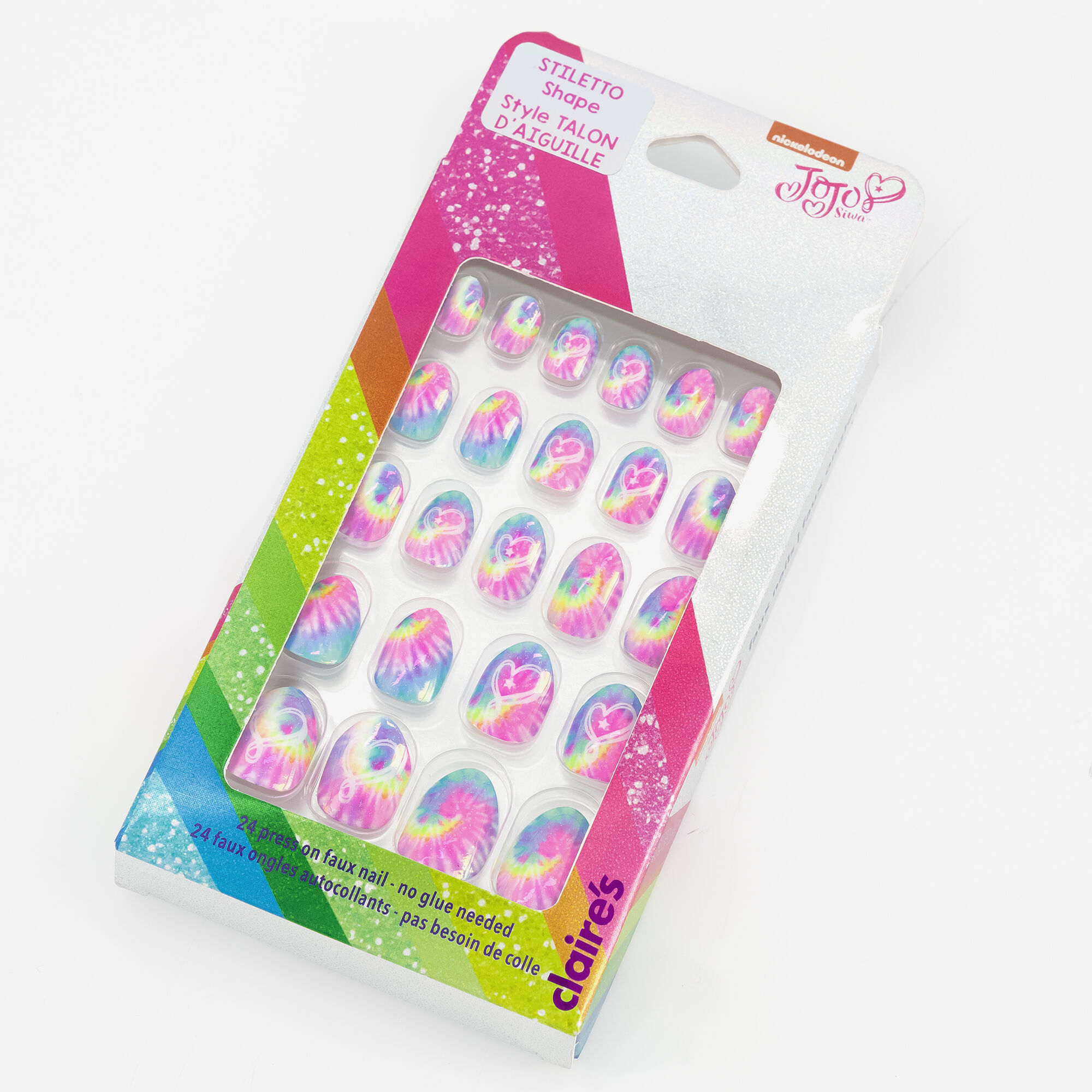 Claire's Faux ongles autocollants stiletto JoJo Siwa™ - Tie-dye