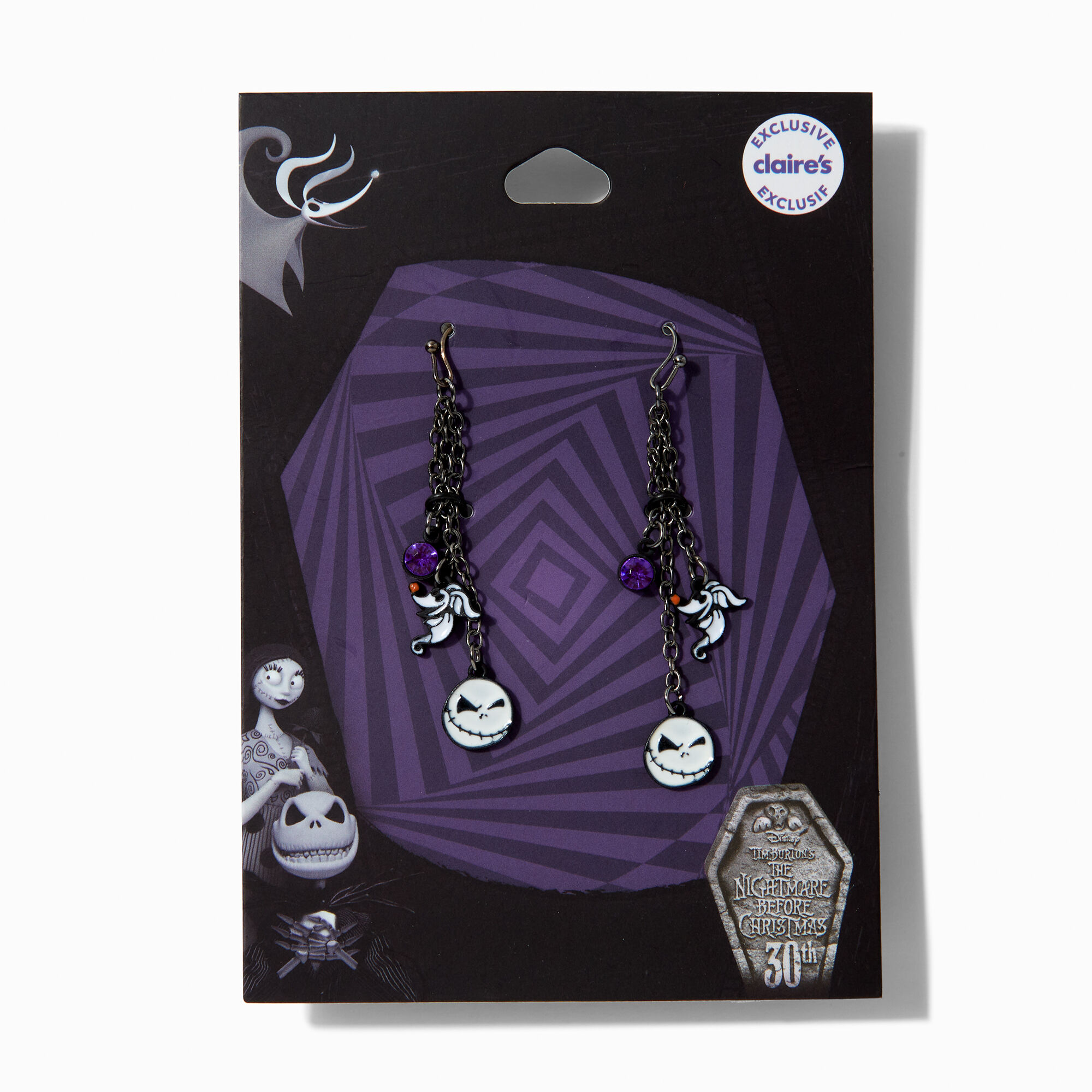 View Claires The Nightmare Before Christmas Jack Skellington Drop Earrings Black information