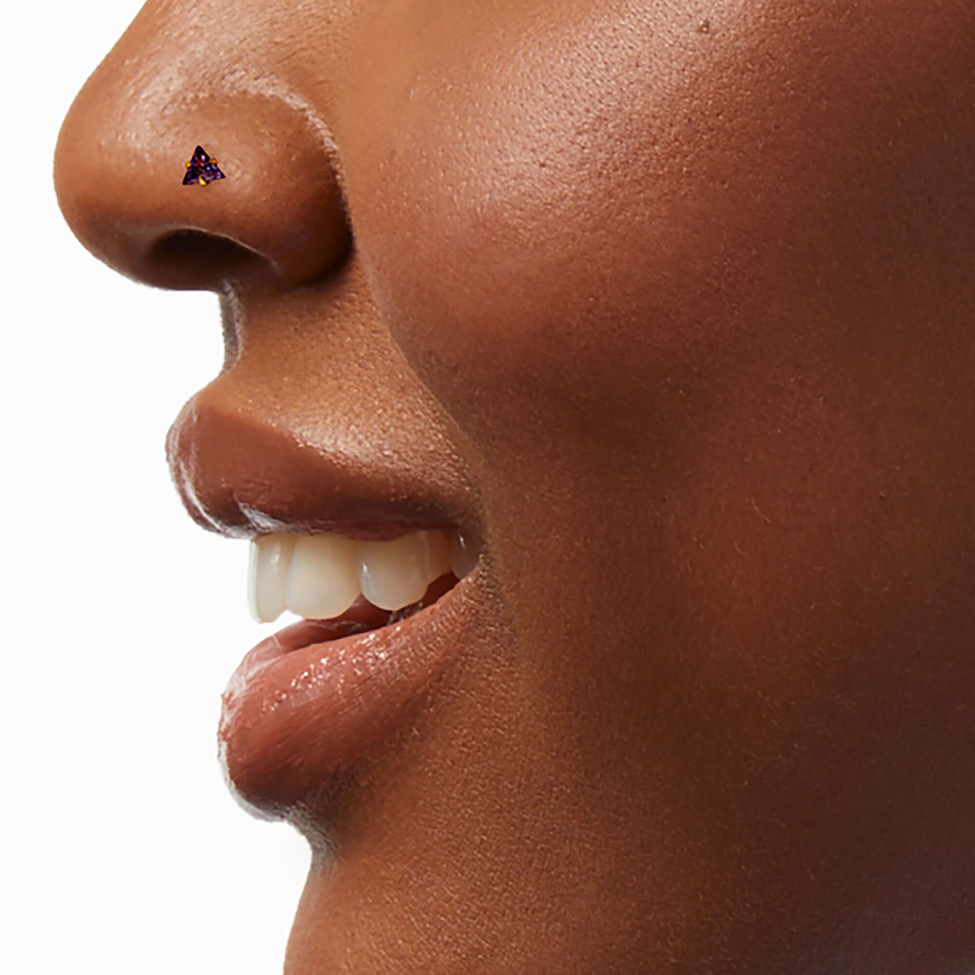 Gold-tone Purple Stone 22G Nose Studs & Twisted Hoop - 3 Pack,
