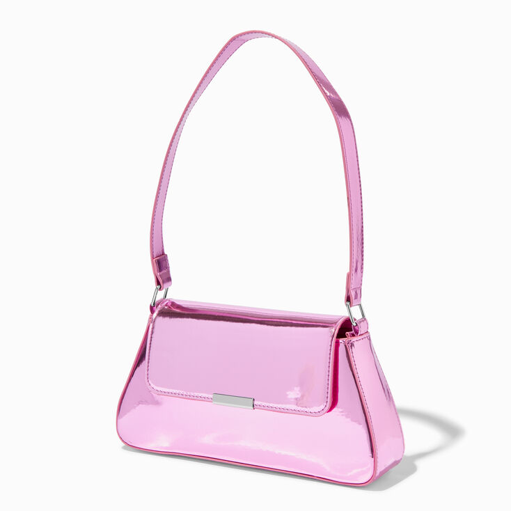 Mirrored Pink Baguette Shoulder Bag,