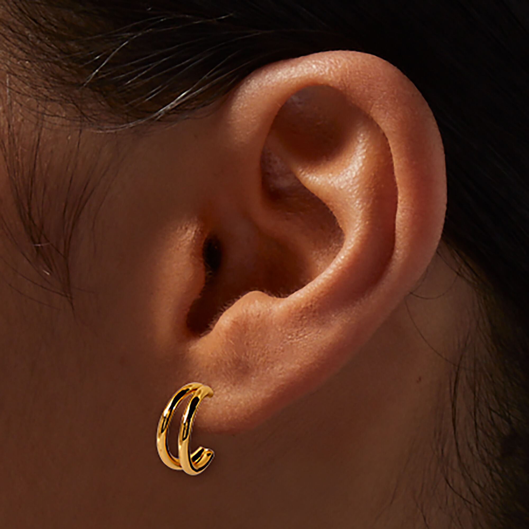 C LUXE by Claire s 18k Yellow Gold Plated 12MM Double Hoop Earrings Claire s US