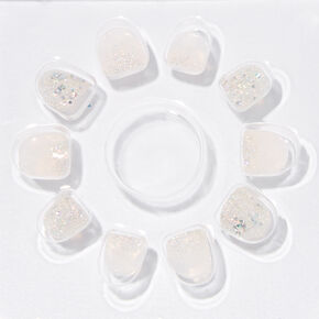 Claire&#39;s Club Silver Glitter Ombre Vegan Press On Faux Nail Set - 10 Pack,