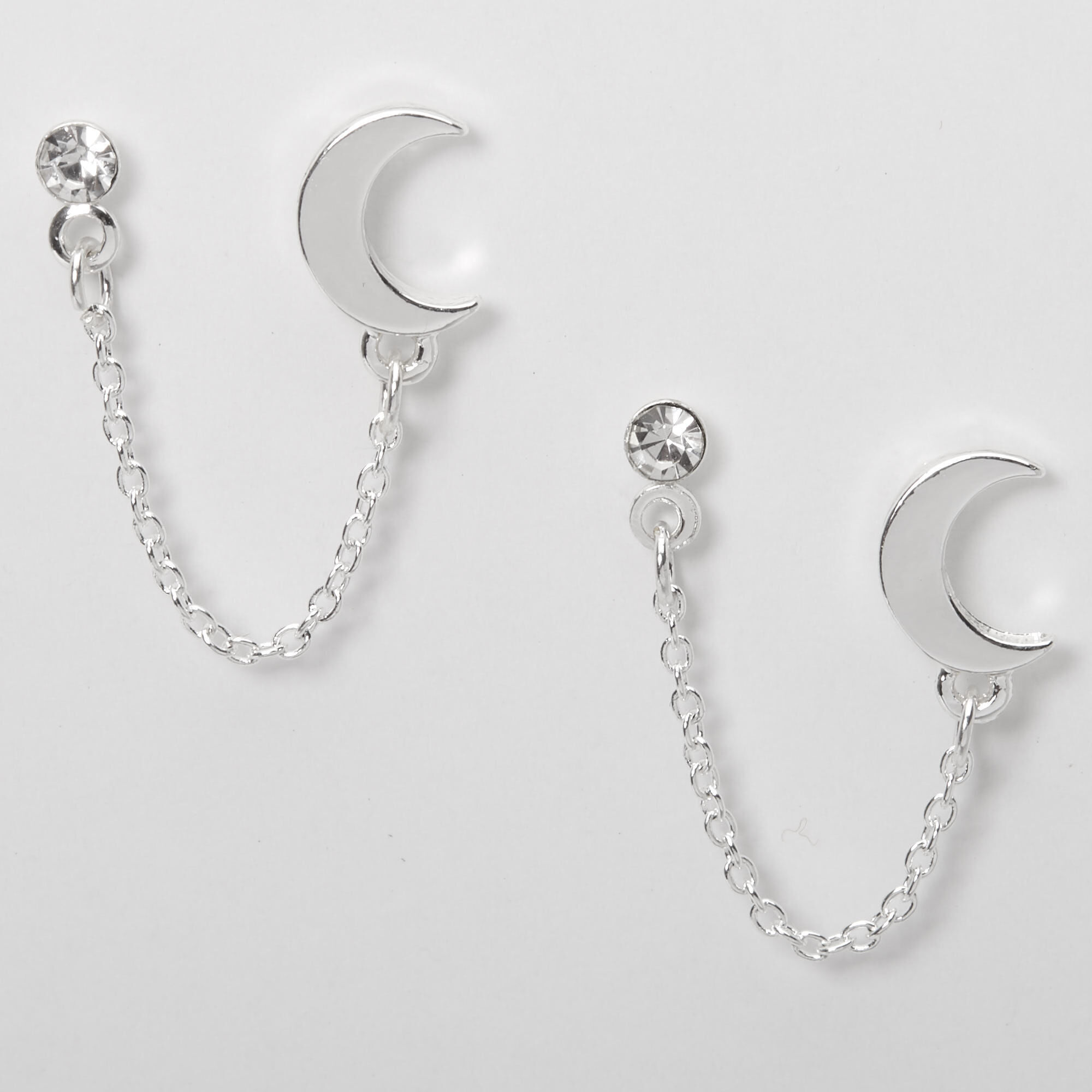 Connector chain stud earrings sale