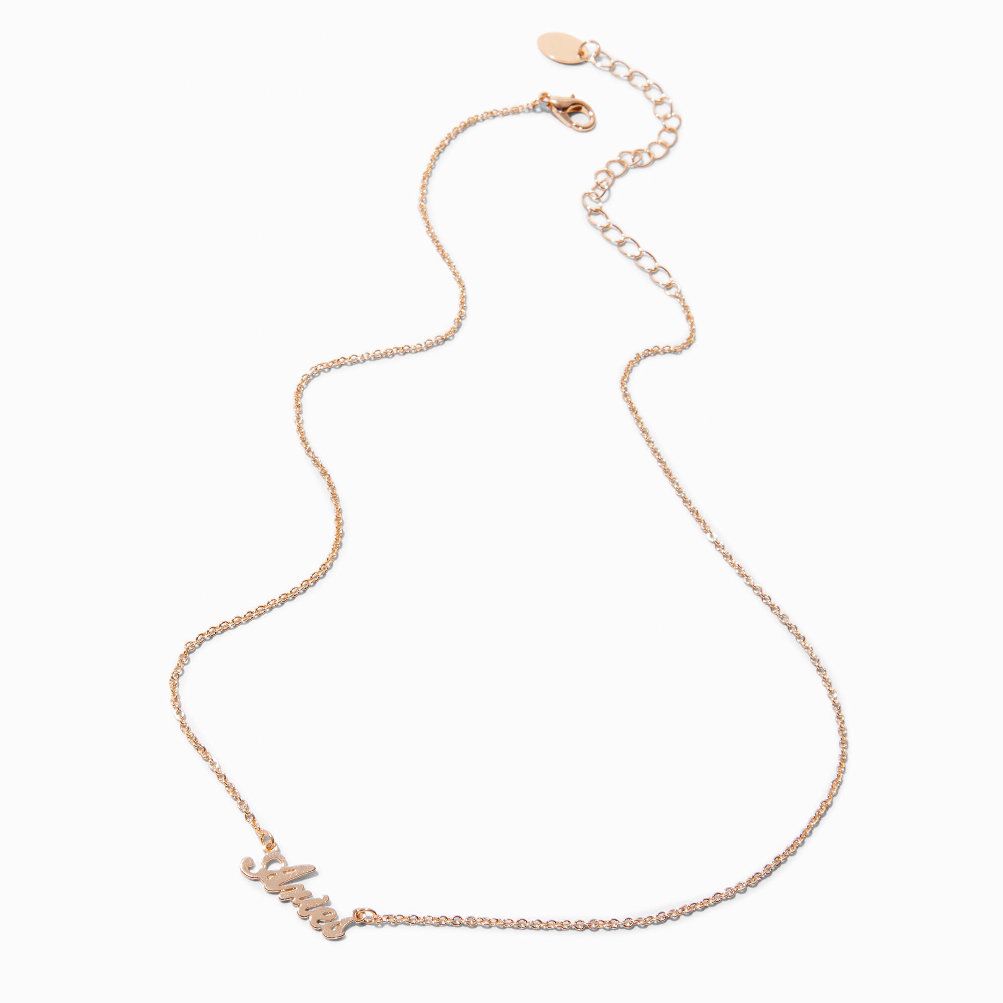Gold-tone Script Zodiac Pendant Necklace - Aries,