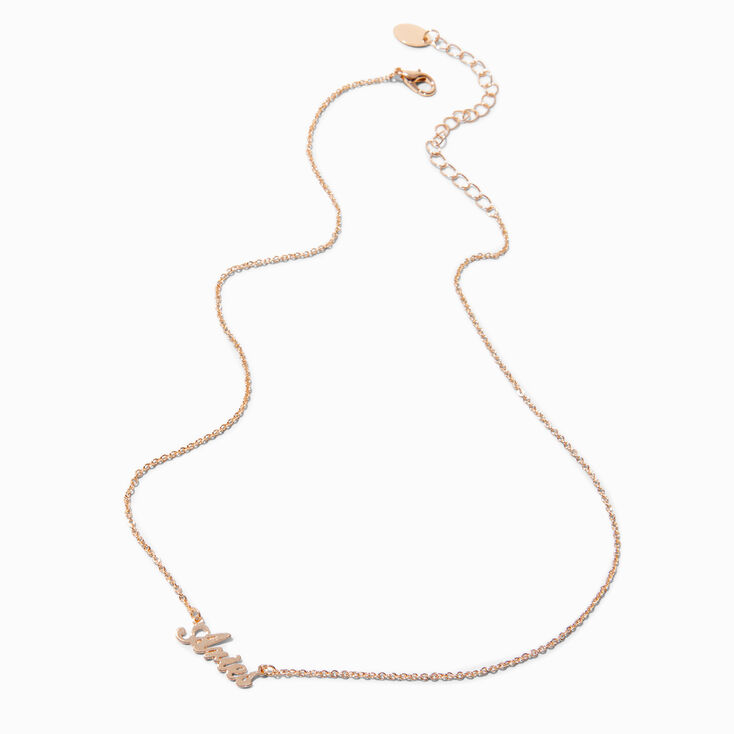 Gold-tone Script Zodiac Pendant Necklace - Aries,