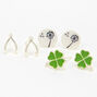 Silver Lucky Stud Earrings - 3 Pack,