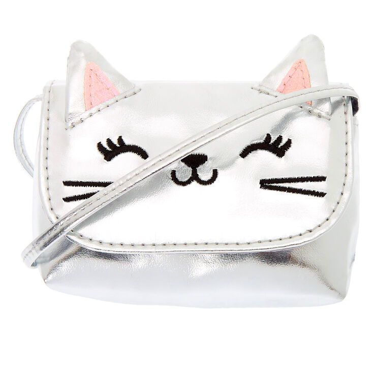 Claire&#39;s Club Cat Crossbody Bag - Silver,