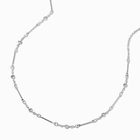 Silver-tone Cubic Zirconia Modern Stick Necklace,