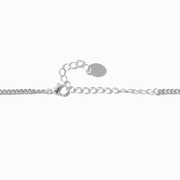 Collier de cha&icirc;ne couleur argent&eacute;e lierre et rose noire,