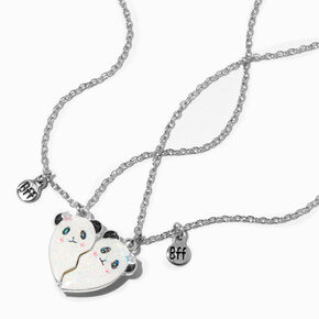 Best Friends Panda Split Heart Pendant Necklaces - 2 Pack,
