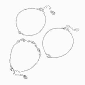 Claire&#39;s Club Silver-tone Mermaid Anklets - 3 Pack,