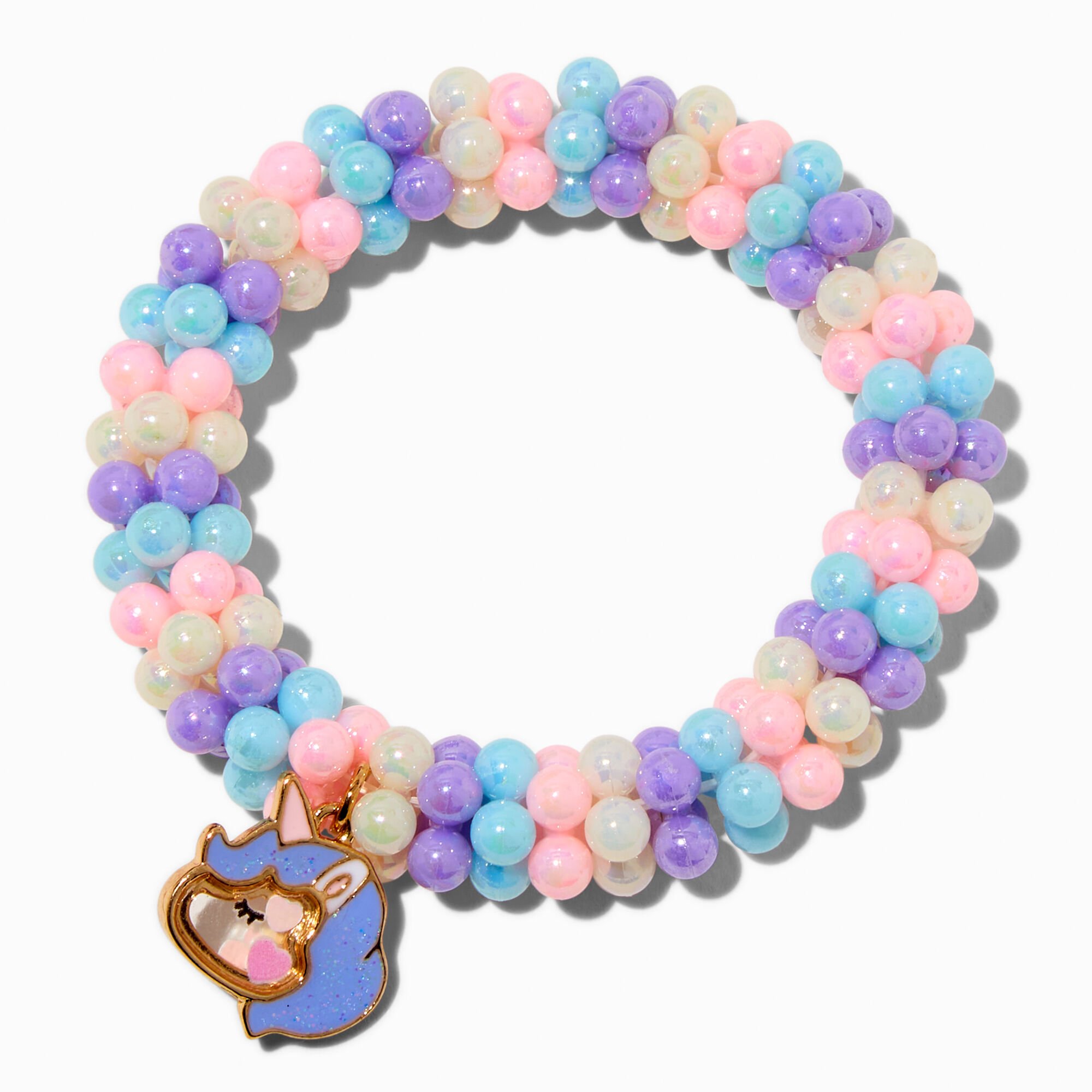 Claire's Club Shaker Unicorn Cluster Beaded Stretch Bracelet,
