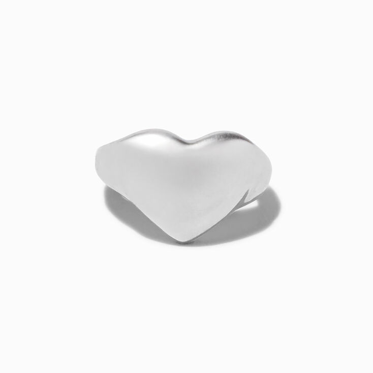 Silver-tone Puffy Heart Ear Cuff,
