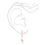 Gold 10MM Embellished Lightning Bolt Huggie Hoop Earrings,