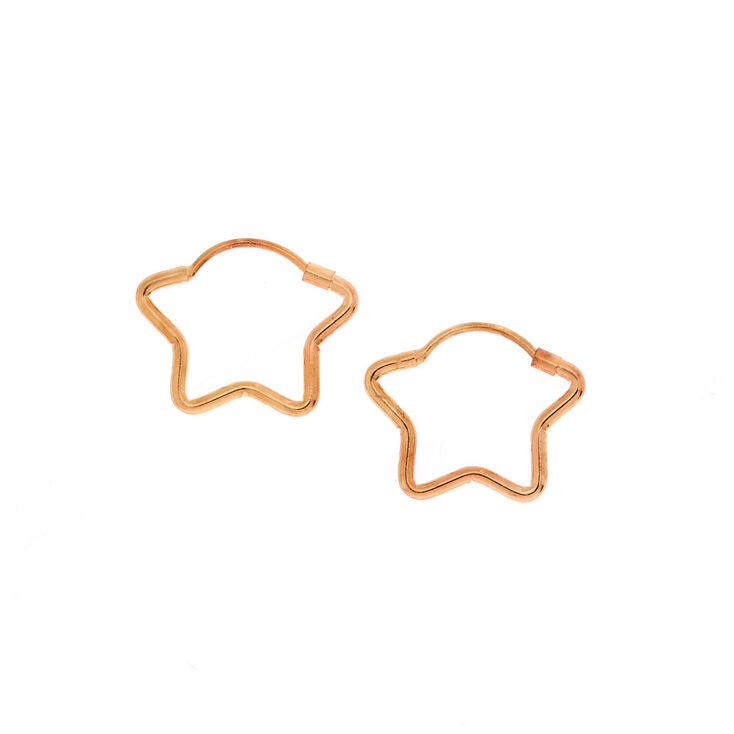Rose Gold 15MM Star Hoop Earrings,