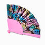Holographic Happy Face Pink Folding Fan,