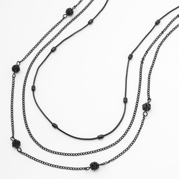Collier cha&icirc;ne multi-rangs boule de feu noir,