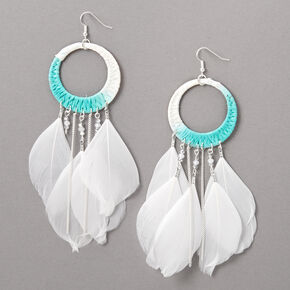 Go to Product: Silver 5.5" Rafia Ombre Feather Drop Earrings - Blue from Claires