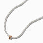 Gold-tone Initial Pendant Faux Pearl Necklace - K,