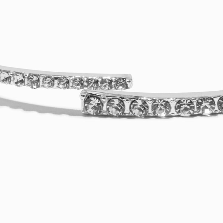 Silver-tone Rhinestone Wrap Bangle Bracelet,