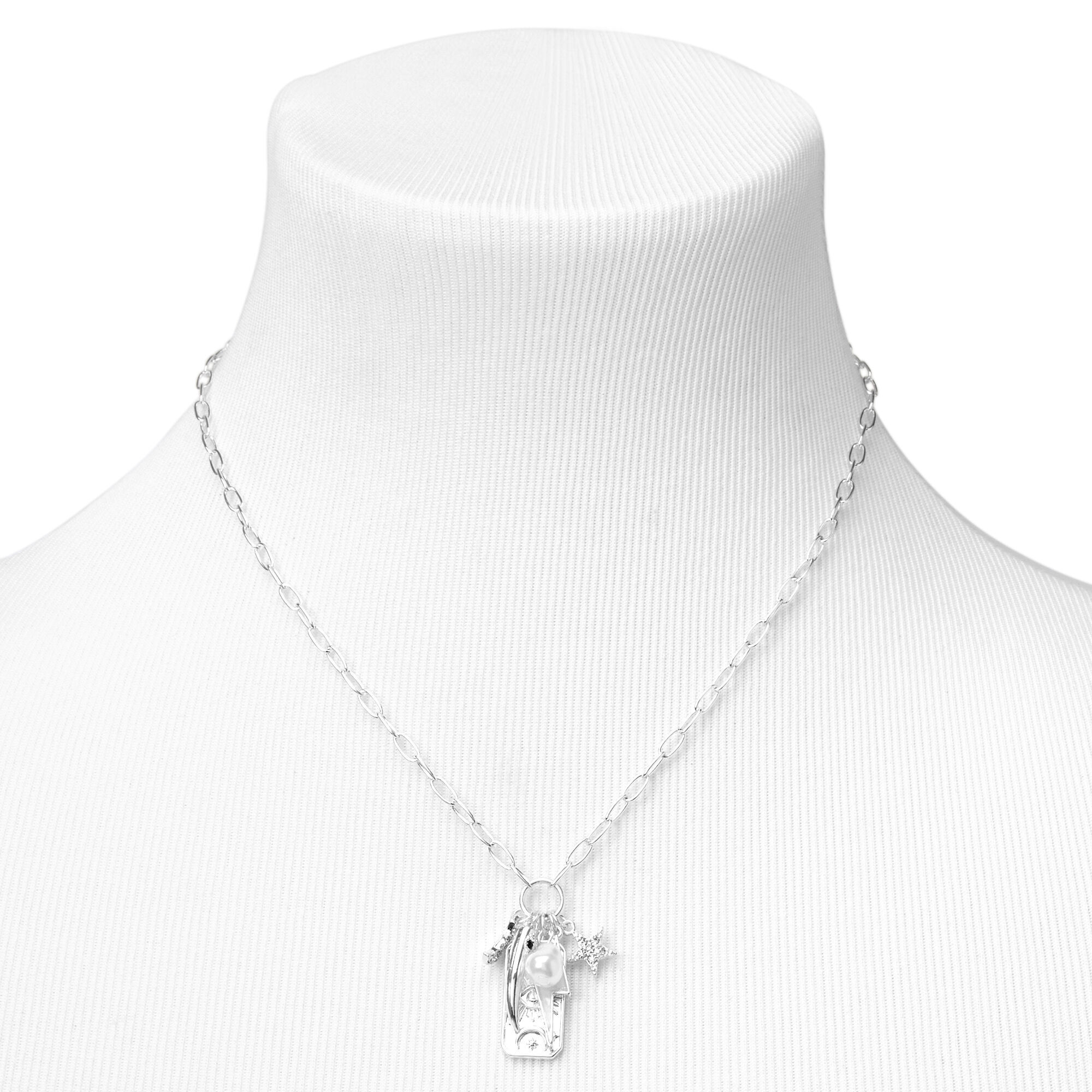 Silver Mystic Rectangle Pendant Necklace,