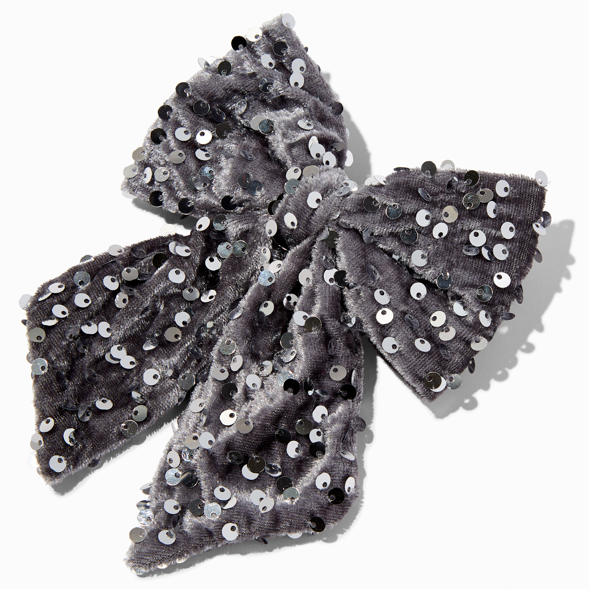 Silver Sequin Hair Bow Clip,