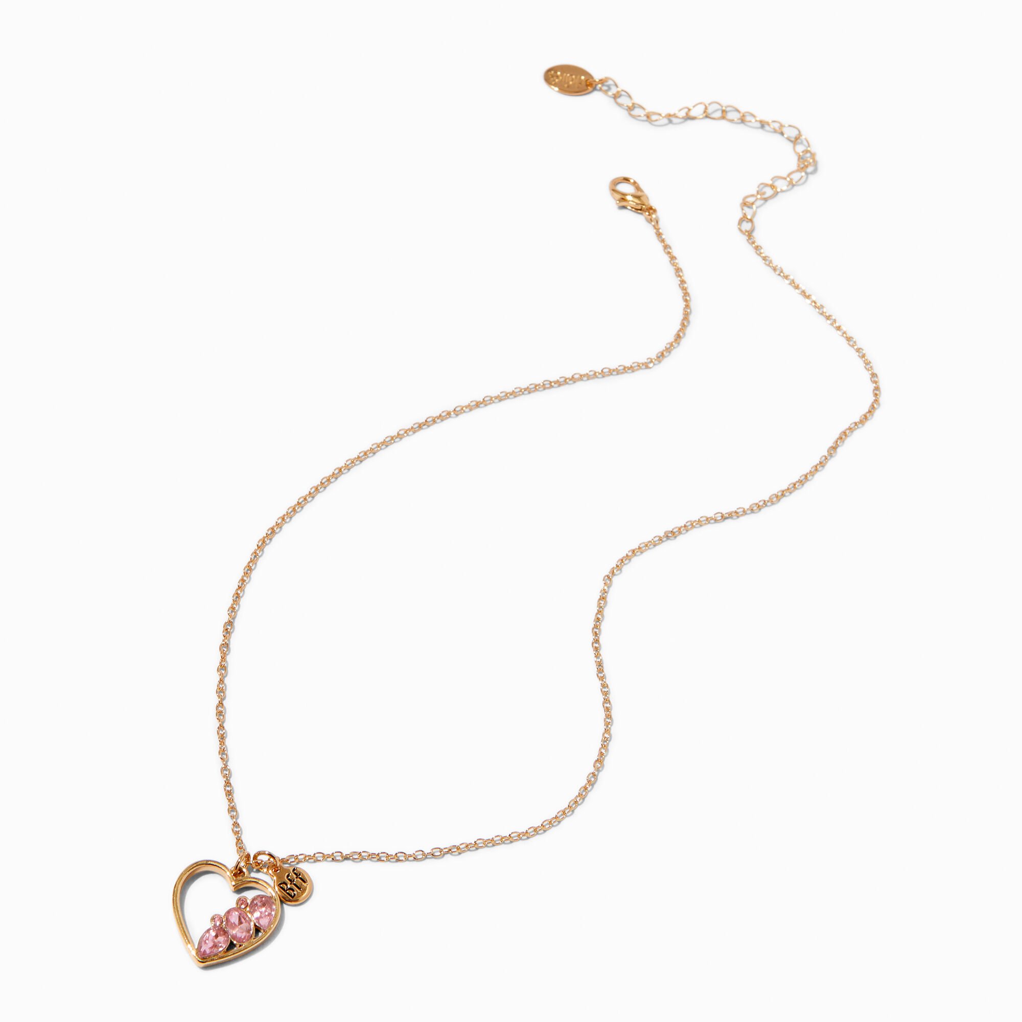 Colliers à pendentif demi cœur en strass en métaux mixtes Best Friends - Lot de 2,