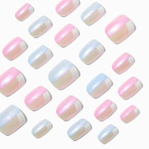 Holographic Colorblock Square Vegan Faux Nail Set - 24 Pack,