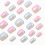 Holographic Colorblock Square Vegan Faux Nail Set - 24 Pack,