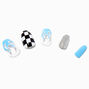Faux ongles vegan ballerine flamme bleue &agrave; carreaux - Lot de 24,