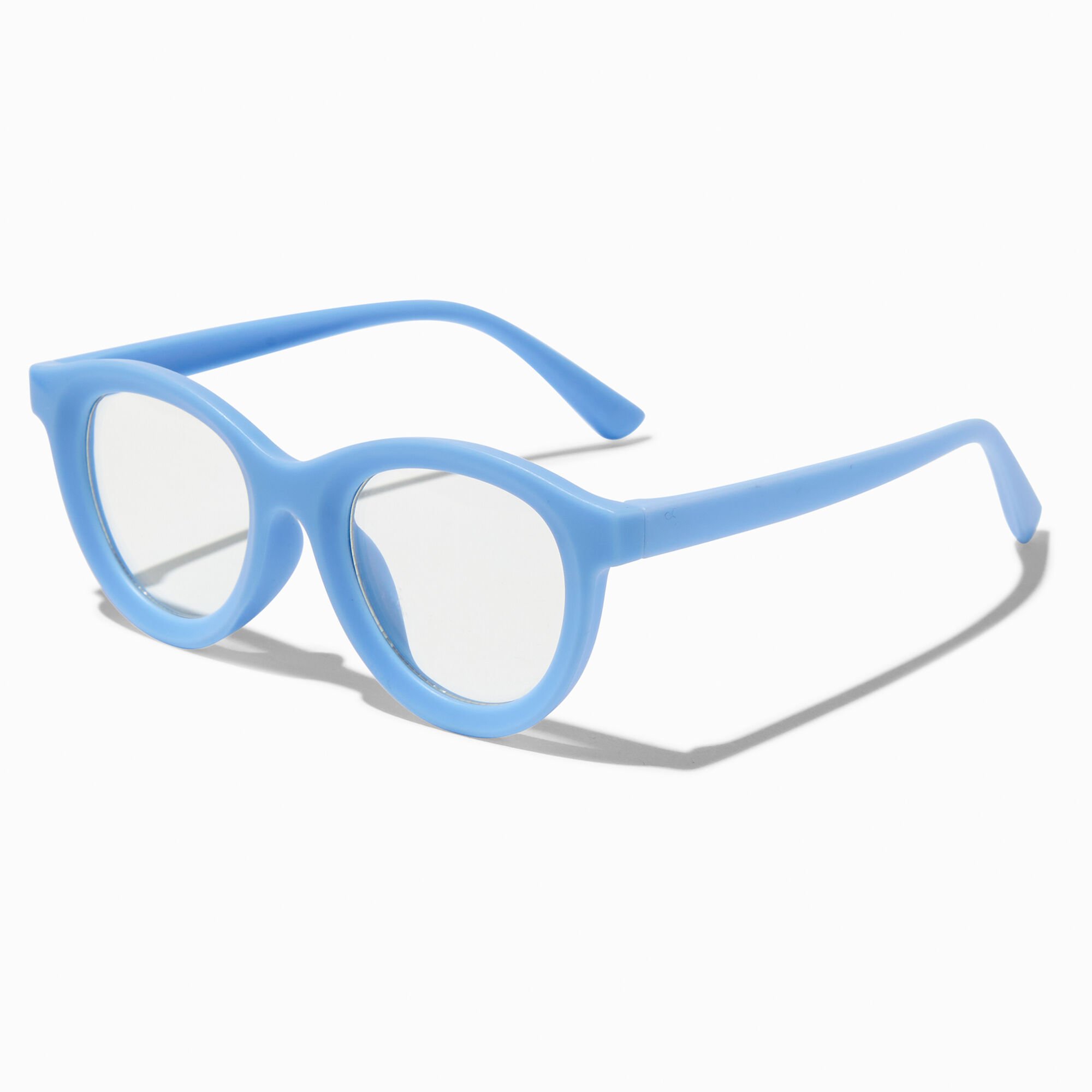 Claire s Club Blue Rounded Retro Clear Lens Frames