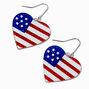 American Flag Heart Drop Earrings,