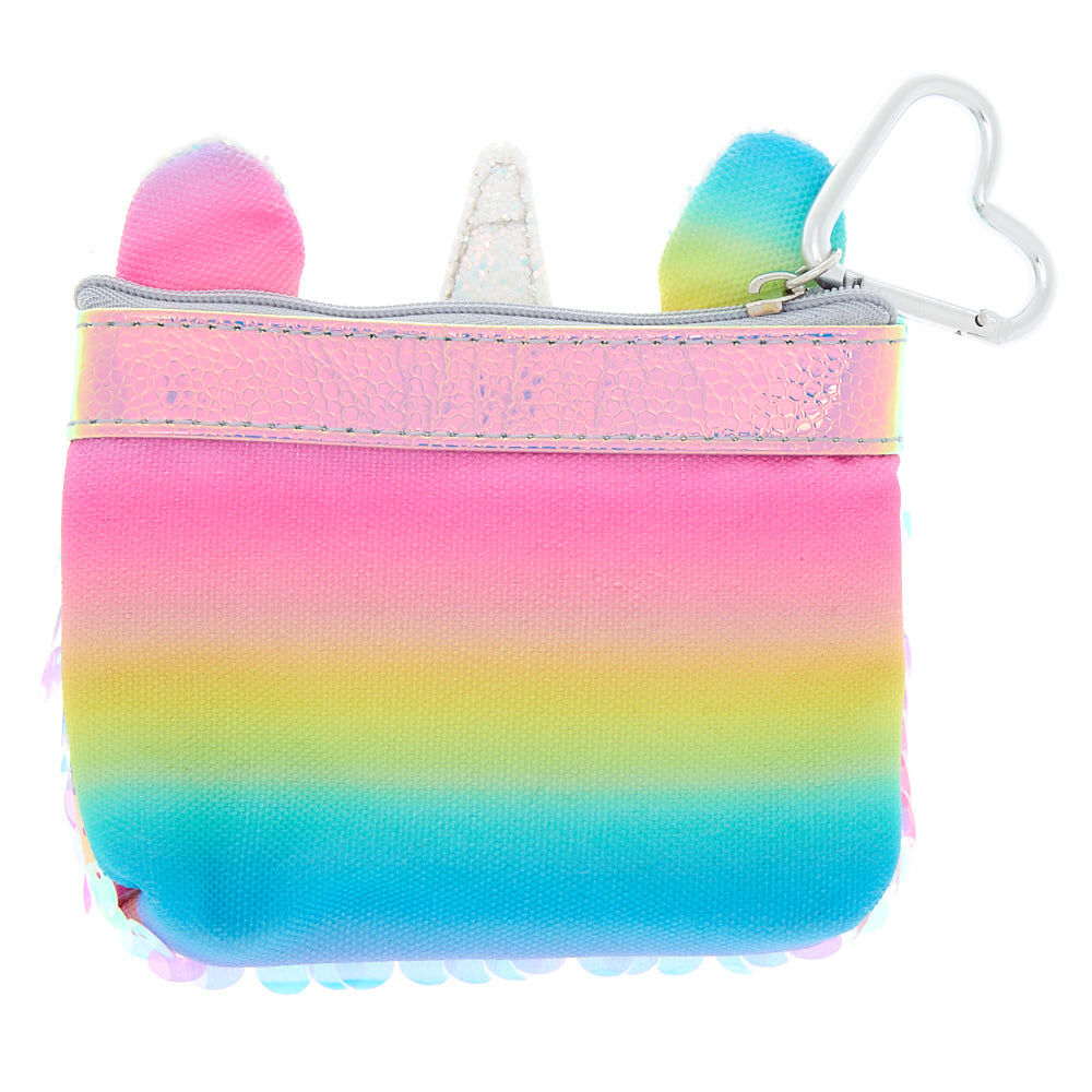 Rainbow Holographic Sequin Unicorn Zip Coin Purse,