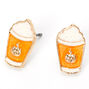 Silver Pumpkin Spice Latte Stud Earrings,