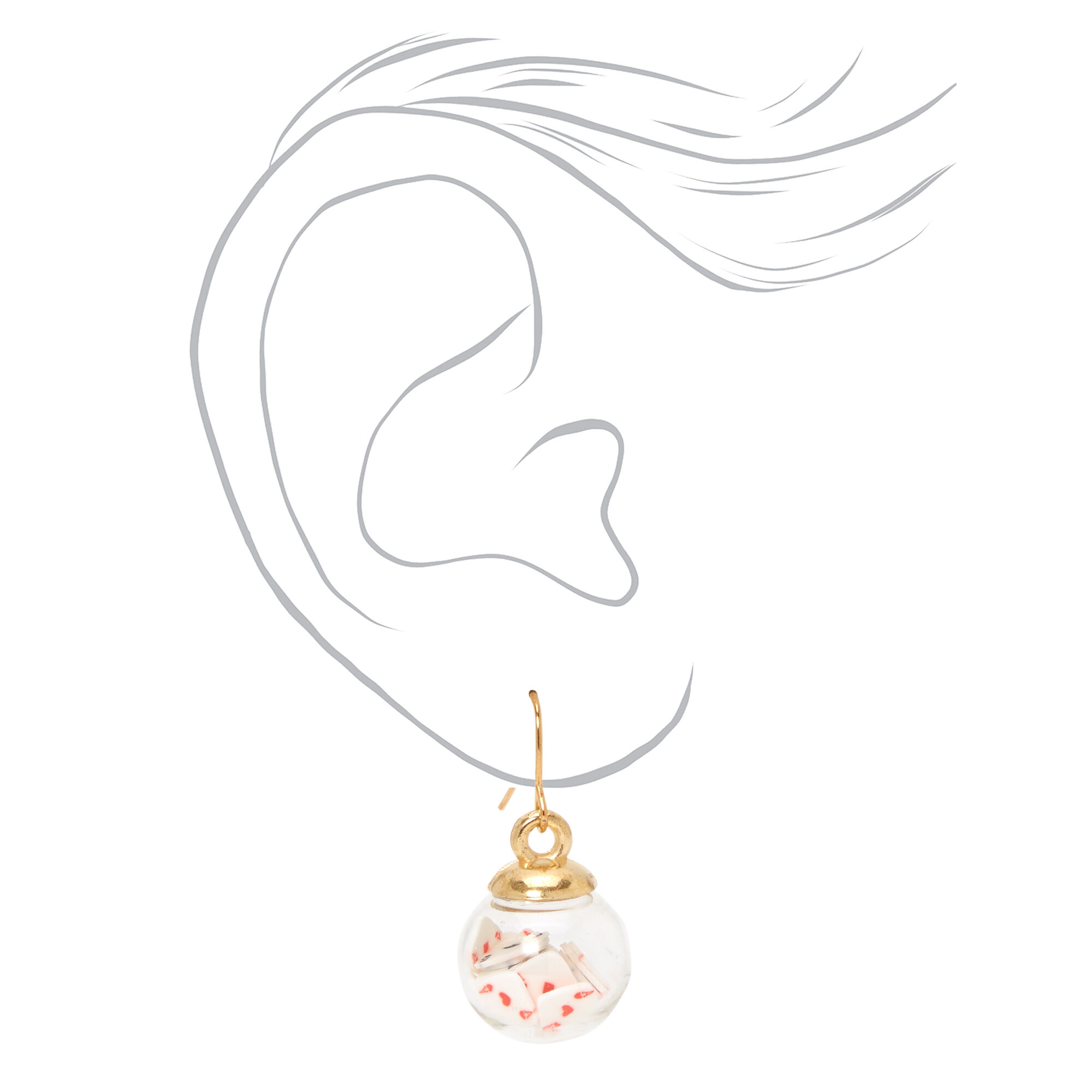Gold 1" Playing Cards Confetti Shaker Drop Earrings,
