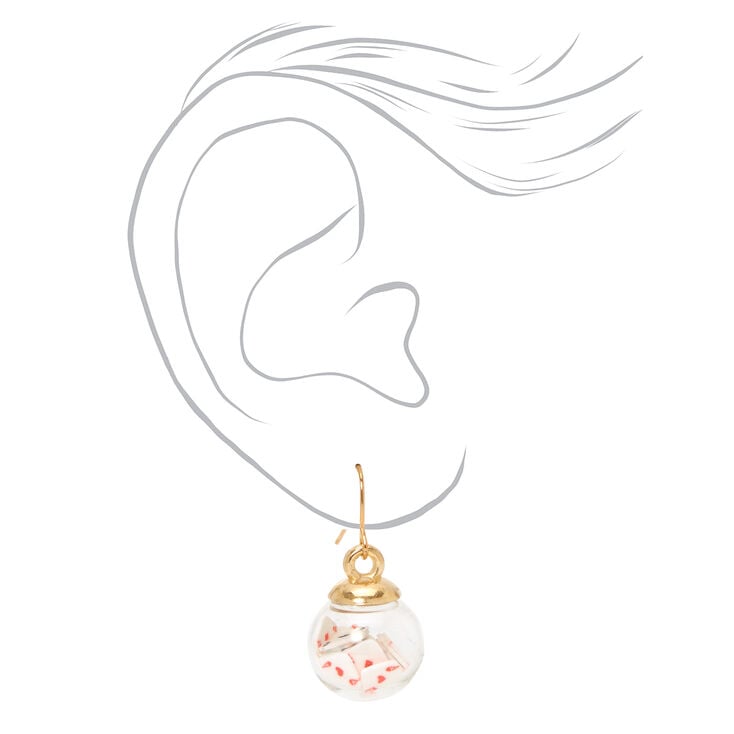 Gold 1&quot; Playing Cards Confetti Shaker Drop Earrings,