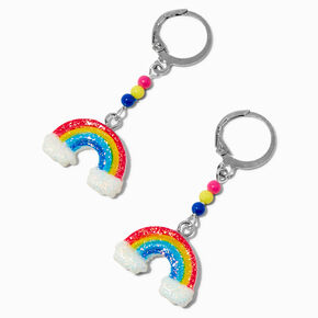 Glitter Rainbow Hoop Earrings ,